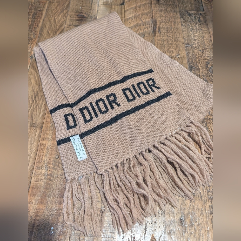 Dior Beige and Black Knit Scarf